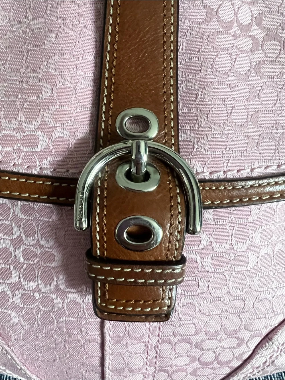 Coach SOHO Pink Signature C's Buckle Flap Crossbody Bag